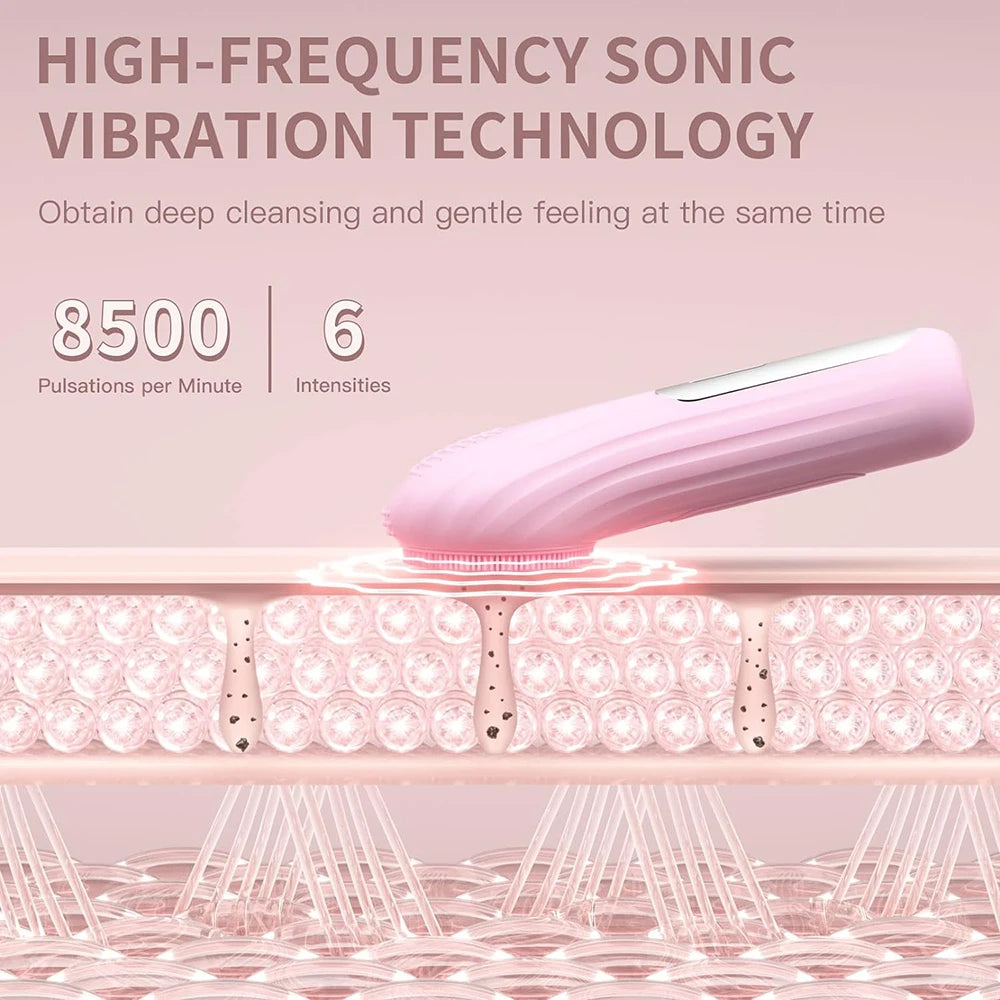 Cepillo Facial Sónico Recargable Impermeable - Exfoliante Vibratorio para Limpieza Profunda