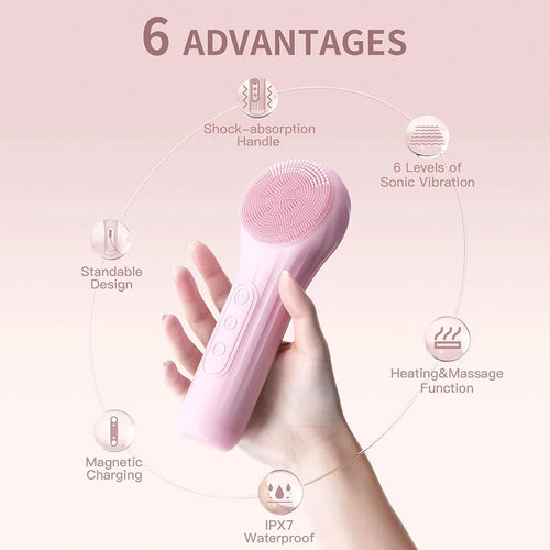 Cepillo Facial Sónico Recargable Impermeable - Exfoliante Vibratorio para Limpieza Profunda