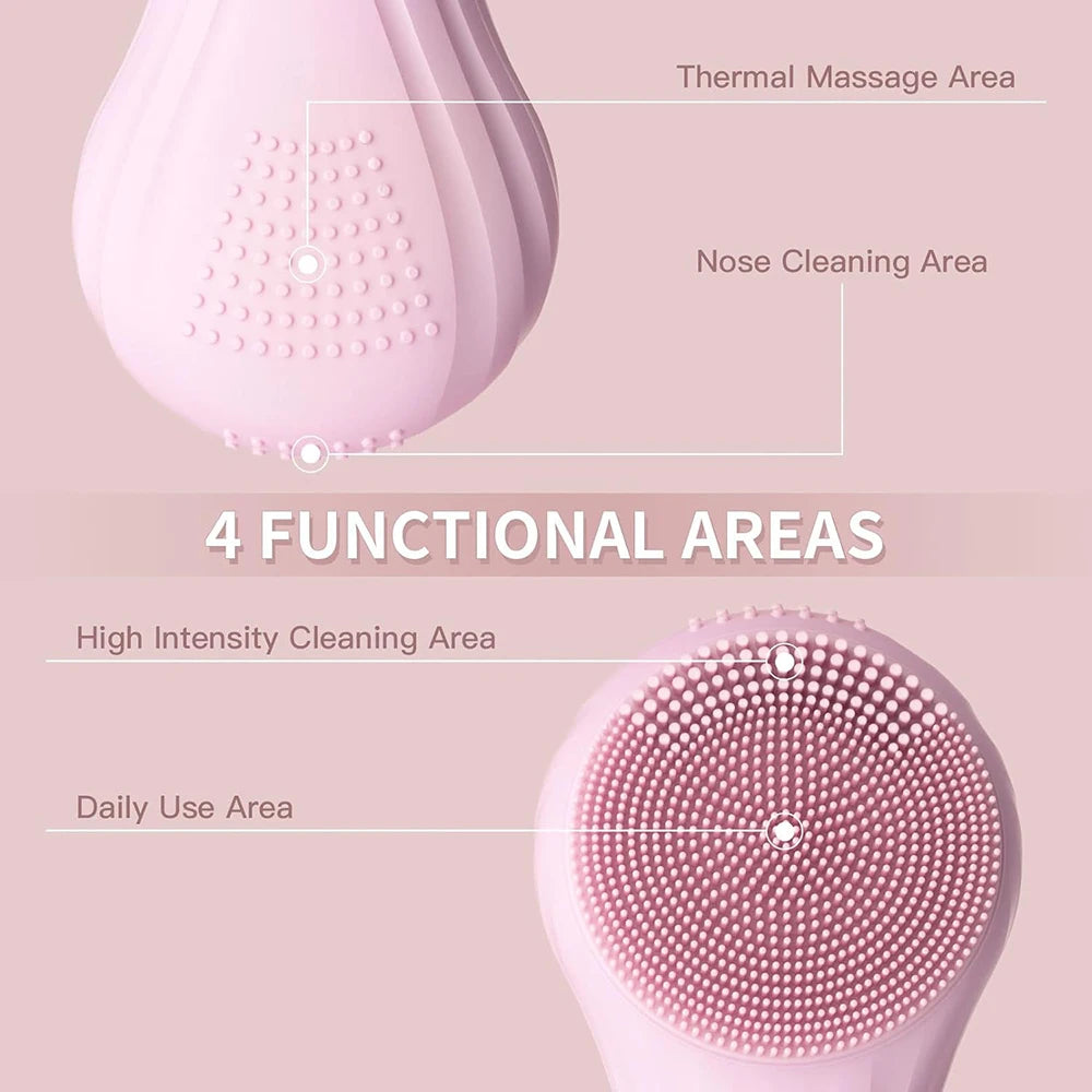 Cepillo Facial Sónico Recargable Impermeable - Exfoliante Vibratorio para Limpieza Profunda